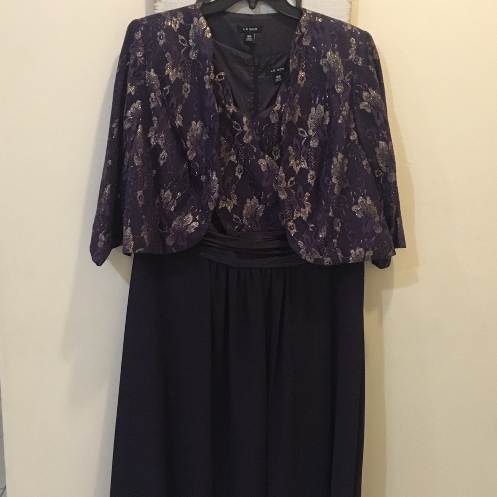 LeBos 2-Piece Embroidered Midi Length Jacket Dress